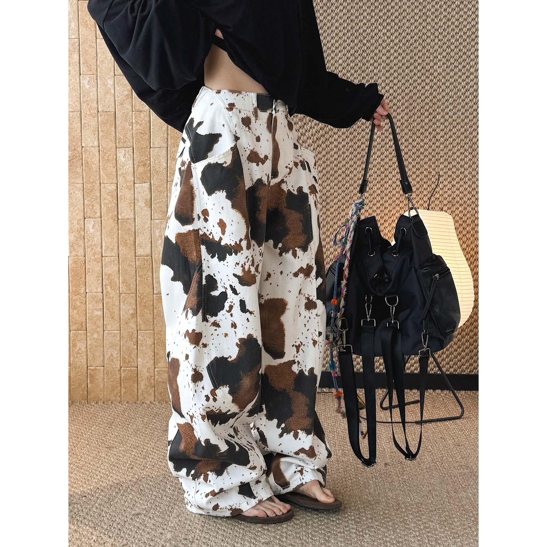 Korean Style High-Waisted Bohemian Color Block Cow Print Wide-Leg Jeans S цветочный
Korean Style High-Waisted Bohemian Color Block Cow Print Wide-Leg Jeans S цветочный