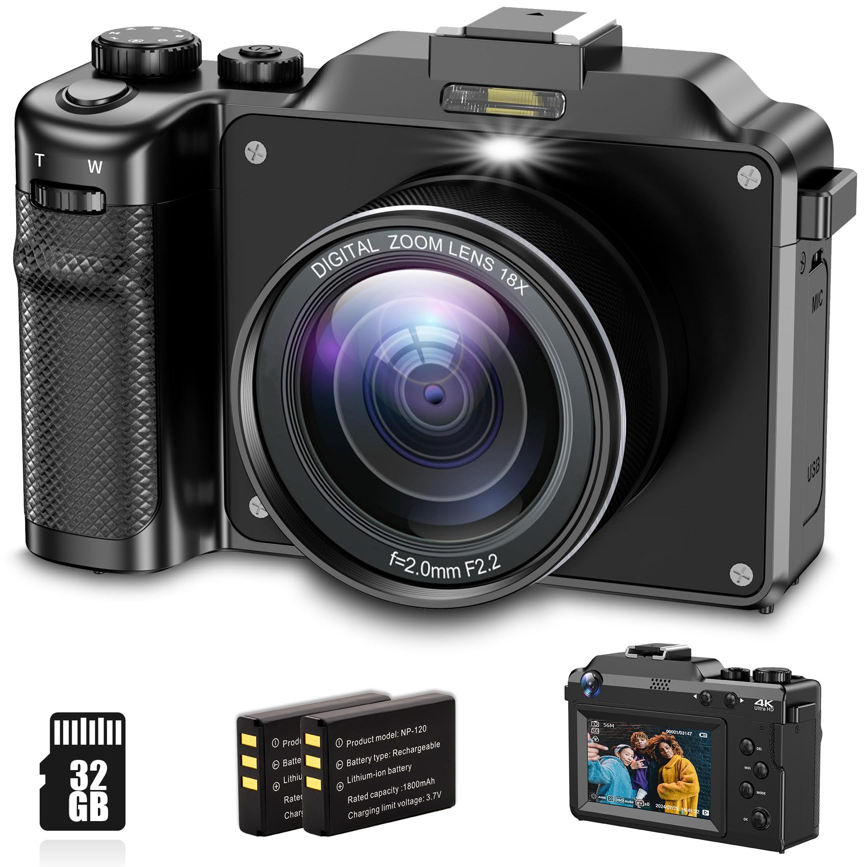 4K цифрове цифрове 4K відео 64 мільйони 2 дводюймові великі селфі 18x для школи 32 ГБ карта пам’яті включає камеру, камеру, запис, пікселі, автофокус, чорний
4K цифрове цифрове 4K відео 64 мільйони 2 дводюймові великі селфі 18x для школи 32 ГБ карта пам’яті включає камеру, камеру, запис, пікселі, автофокус, чорний