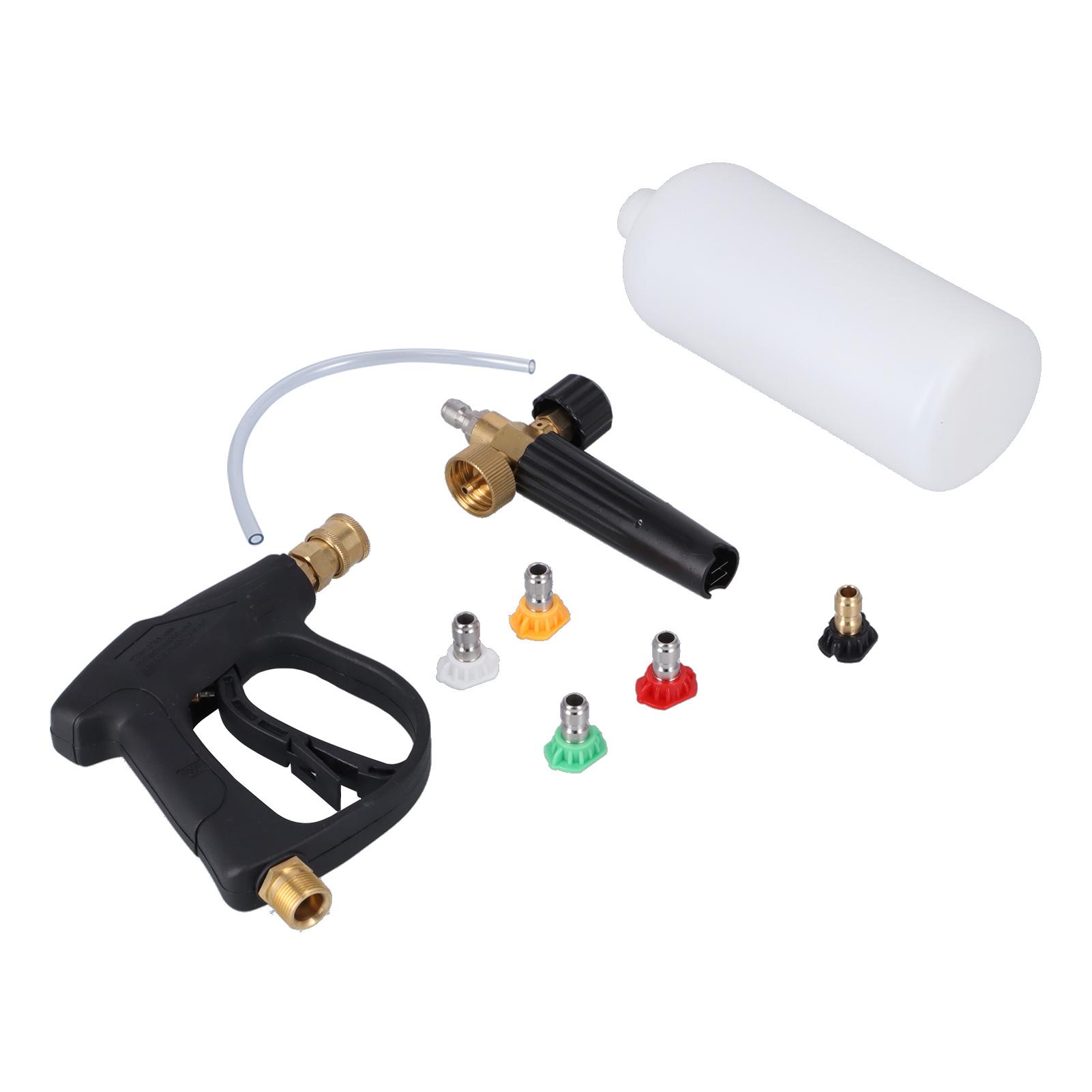 Многофункциональный пистолет для мойки автомобилей под высоким давлением с 5 насадками для пены, набор баллонов с пеной M22x1,5 мм
Многофункциональный пистолет для мойки автомобилей под высоким давлением с 5 насадками для пены, набор баллонов с пеной M22x1,5 мм