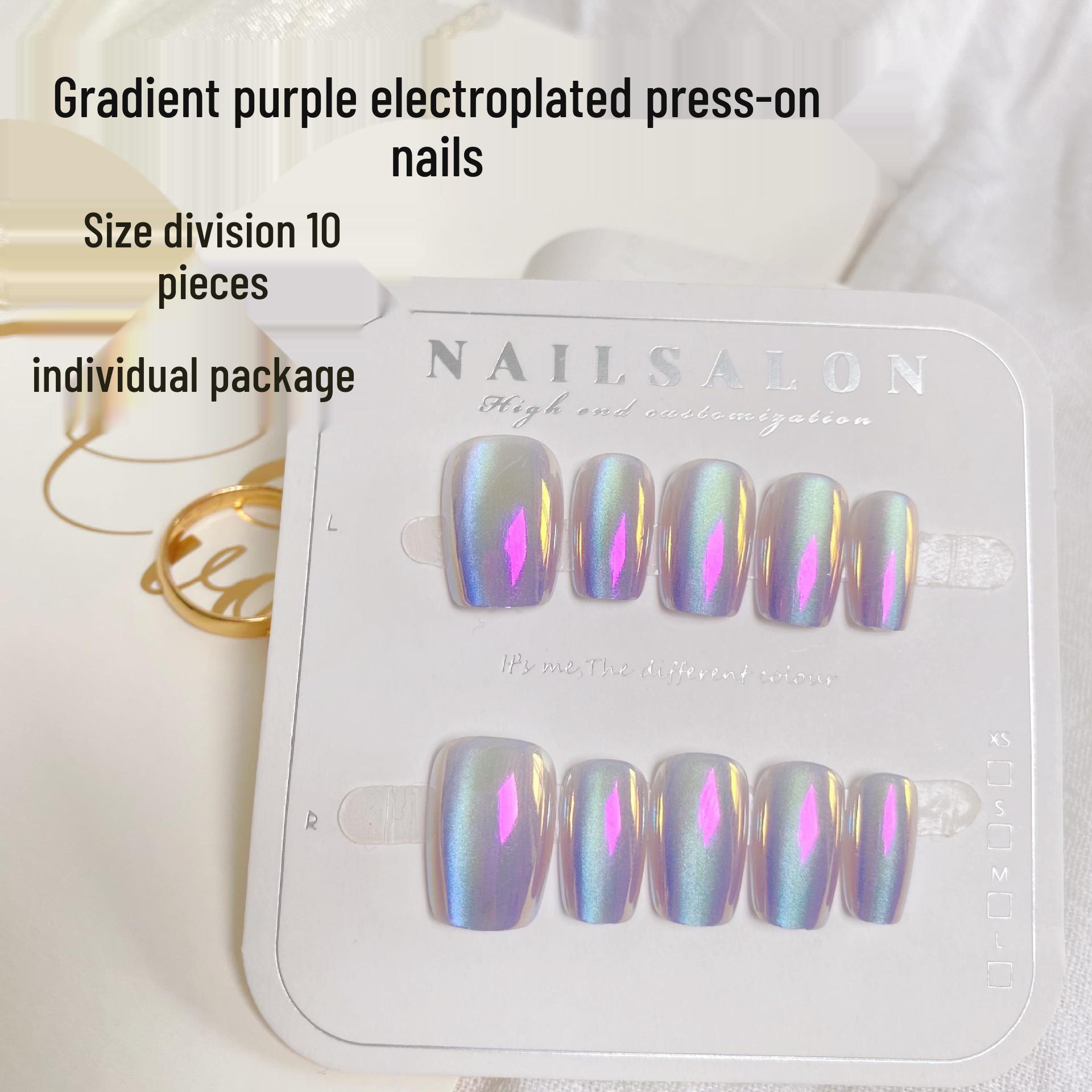 Gradient Purple Aurora Cat Eye Wearable Nails - Handmade Temperament Nail Art Patches, 10-Piece Dreamy Purple Set
Gradient Purple Aurora Cat Eye Wearable Nails - Handmade Temperament Nail Art Patches, 10-Piece Dreamy Purple Set