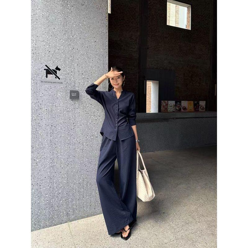Kumikumi Idle Style Navy Blue Lapel Long Sleeve Shirt Women s Autumn Loose Casual Pants Pants Two-piece Set Navy Blue Casual Pants S
Kumikumi Idle Style Navy Blue Lapel Long Sleeve Shirt Women s Autumn Loose Casual Pants Pants Two-piece Set Navy Blue Casual Pants S