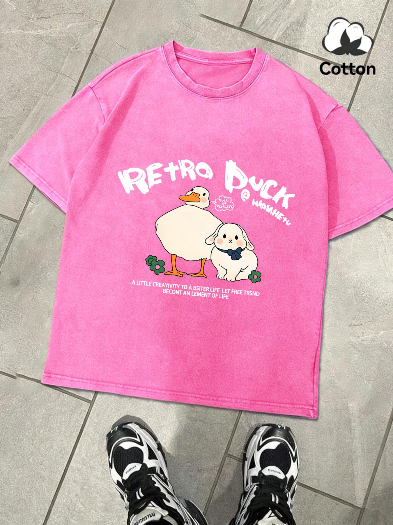 Retro Duck And His Friend Rabbit Washed TShirt Mens Summer Cotton T Shirts ONeck Loose Clothes Multicolor Male Short Sleeve S
Retro Duck And His Friend Rabbit Washed TShirt Mens Summer Cotton T Shirts ONeck Loose Clothes Multicolor Male Short Sleeve S