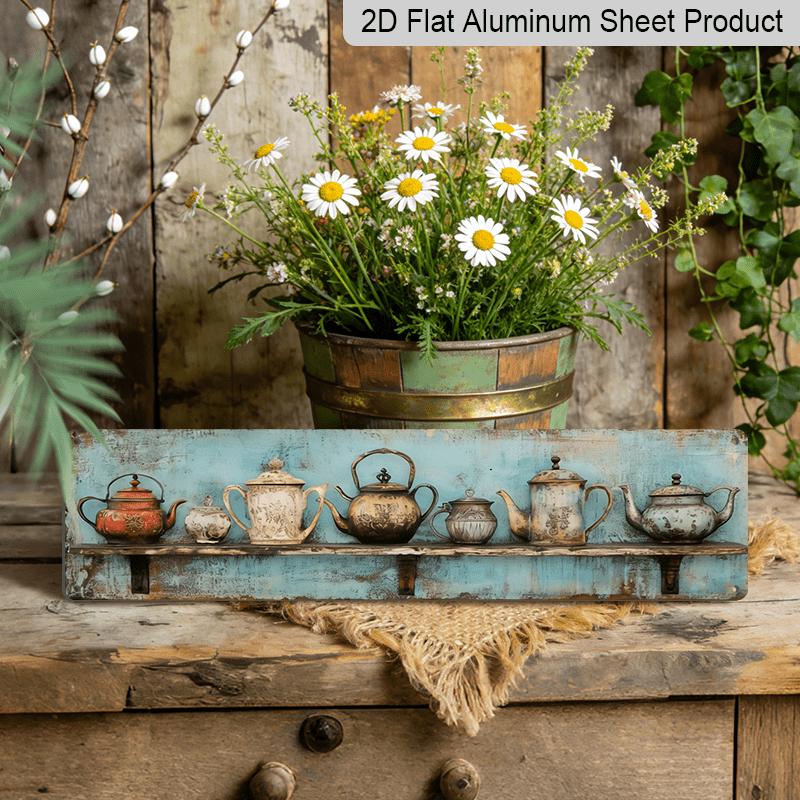 2D Flat, 1pc 2D Vintage Teapot Collection Aluminium Decorative Sign Rustic Kitchen Pattern Wall Art Farmhouse Wall Decor for Dining Room, Kitchen 40cm x 10cm
2D Flat, 1pc 2D Vintage Teapot Collection Aluminium Decorative Sign Rustic Kitchen Pattern Wall Art Farmhouse Wall Decor for Dining Room, Kitchen 40cm x 10cm