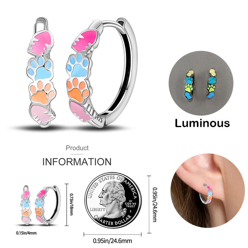 Genuine 925 Silver Colorful Cute Cat Claw Heart Shaped Luminous Earrings For Women Fashion Christmas Party Jewelry Gift
Genuine 925 Silver Colorful Cute Cat Claw Heart Shaped Luminous Earrings For Women Fashion Christmas Party Jewelry Gift