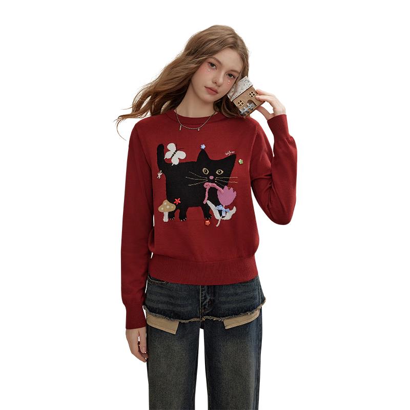 UNIFREE Women s Kitten Jacquard Round Neck Sweater S
UNIFREE Women s Kitten Jacquard Round Neck Sweater S