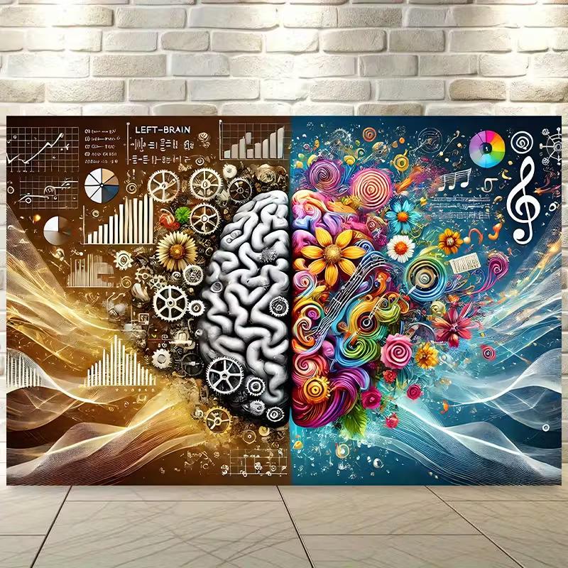 2D Brain Art Backdrop, Left vs Right Hemisphere with Gears & Music Notes 47.2x31.5inch/120*80cm
2D Brain Art Backdrop, Left vs Right Hemisphere with Gears & Music Notes 47.2x31.5inch/120*80cm