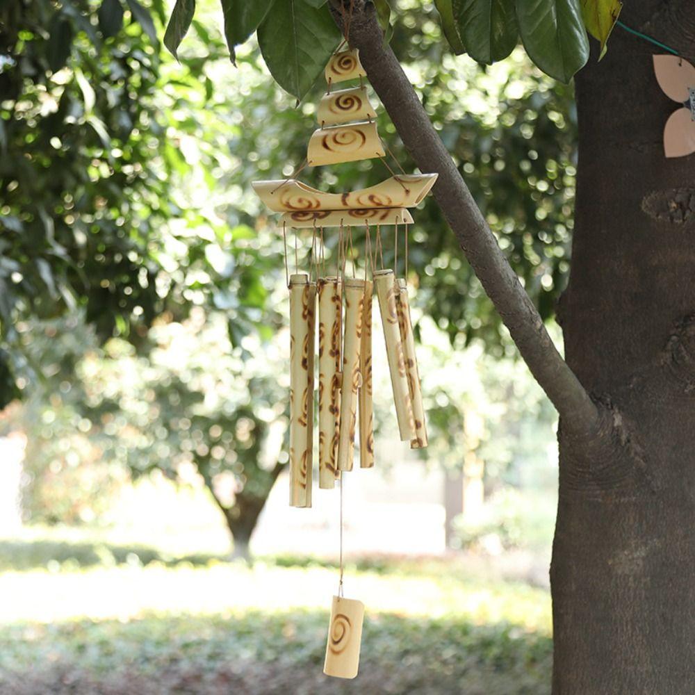 Chic Bamboo Wind Chime Handmade Hanging Wind Chime Sailboat Shaped Wind Chime Garden Decorations Style 1 
Chic Bamboo Wind Chime Handmade Hanging Wind Chime Sailboat Shaped Wind Chime Garden Decorations Style 1
