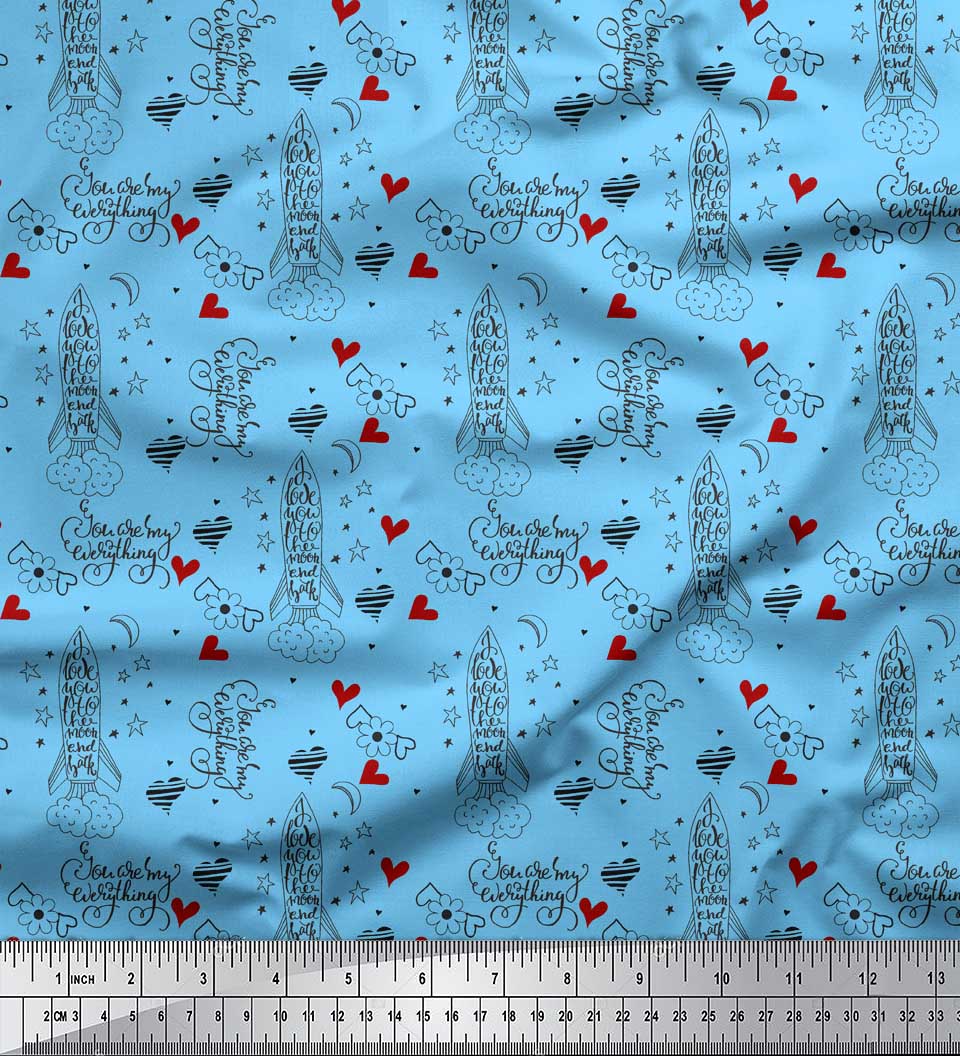 Soimoi Blue Japan Crepe Satin Fabric Rocket & You Are My Everything Ткань с текстовым принтом 1 метр 42 дюйма 42 Inch Wide - Poly Crepe синий
Soimoi Blue Japan Crepe Satin Fabric Rocket & You Are My Everything Ткань с текстовым принтом 1 метр 42 дюйма 42 Inch Wide - Poly Crepe синий
