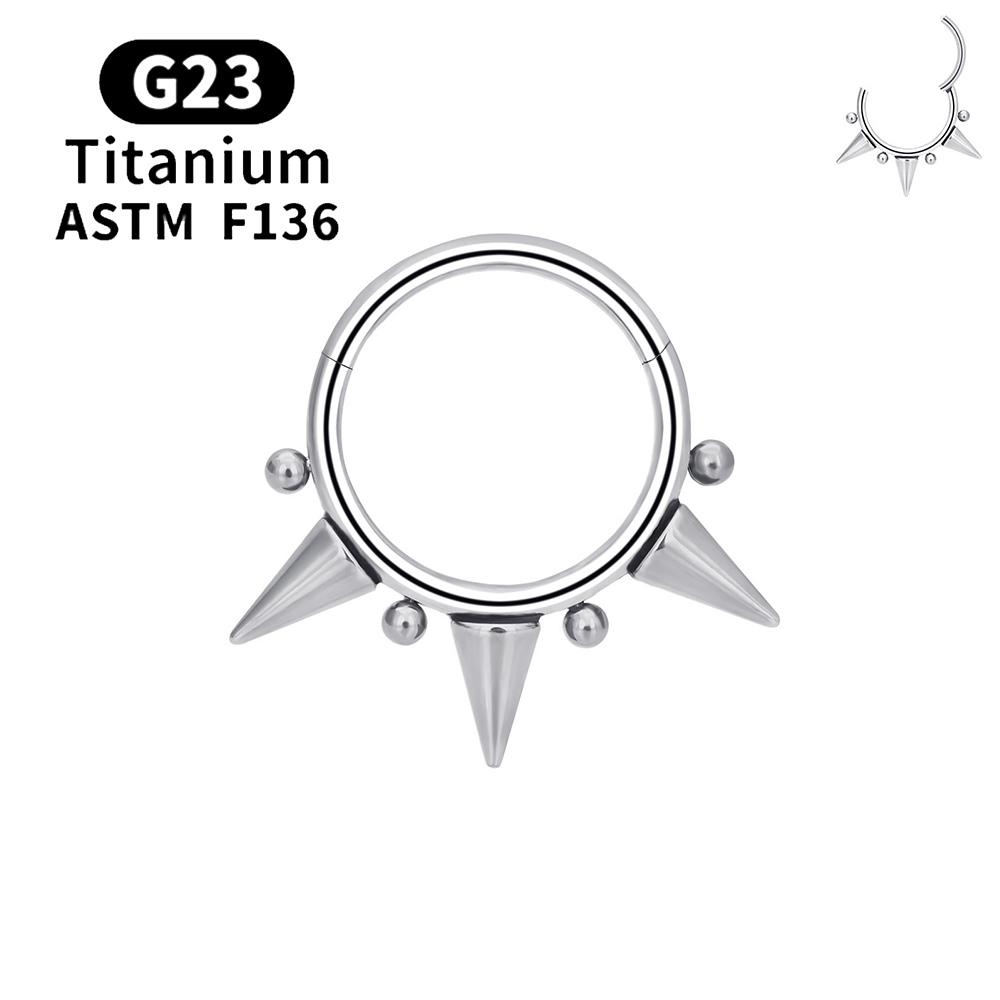 F136 G23 Titanium Spike Septum Clicker Ring 16G Hinged Piercing Nose Rings Hoops Cartilage Helix Tragus Earrings Body Jewelry 16G 1.2X8mm
F136 G23 Titanium Spike Septum Clicker Ring 16G Hinged Piercing Nose Rings Hoops Cartilage Helix Tragus Earrings Body Jewelry 16G 1.2X8mm