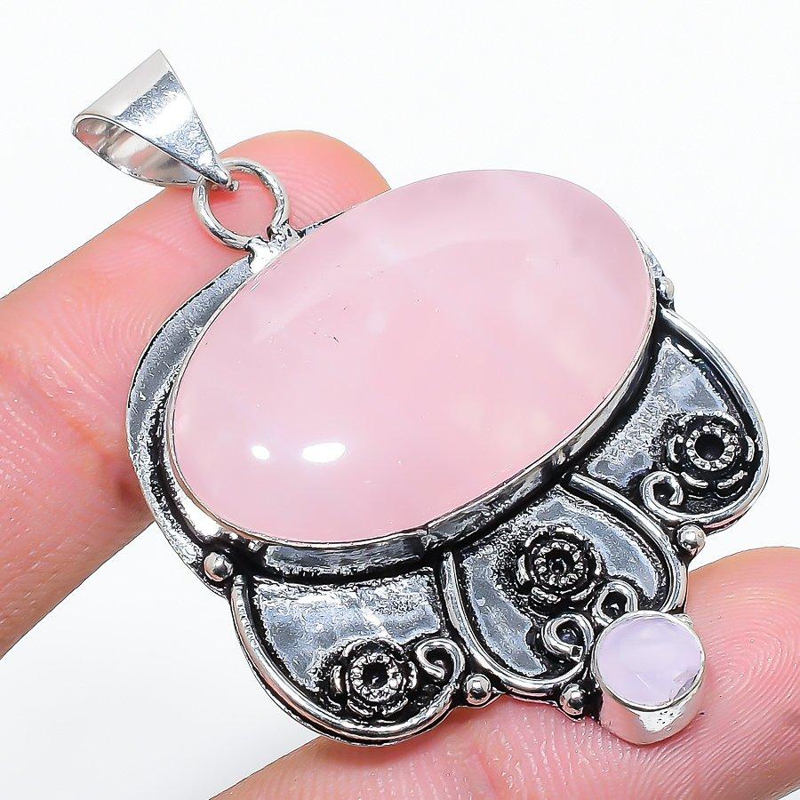 Этническая ювелирная подвеска ручной работы с розовым кварцем и драгоценным камнем 2,13 дюйма SR-6497 
Этническая ювелирная подвеска ручной работы с розовым кварцем и драгоценным камнем 2,13 дюйма SR-6497