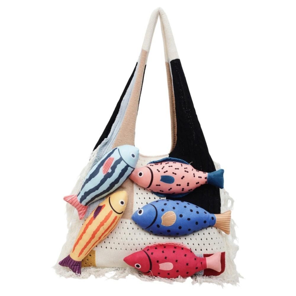 Fish Cotton Crochet Shoulder Bag Large Capacity Tassels Beach Handbag Hollow Out Woven Bag Summer Style 1
Fish Cotton Crochet Shoulder Bag Large Capacity Tassels Beach Handbag Hollow Out Woven Bag Summer Style 1