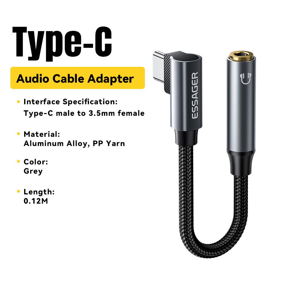 Essager L-shape 3.5mm Headphone Adapter - 90 Degree Audio Cable, Type C / Lightning to Jack Earphone Converter for iPhone 17 16 15 14, Samsung & iPad сірий
Essager L-shape 3.5mm Headphone Adapter - 90 Degree Audio Cable, Type C / Lightning to Jack Earphone Converter for iPhone 17 16 15 14, Samsung & iPad сірий