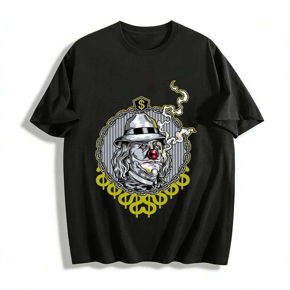 Clown Benjamin Print Streetwear T-Shirt Hip Hop Casual Loose Top Pure cotton T-shirt XXS
Clown Benjamin Print Streetwear T-Shirt Hip Hop Casual Loose Top Pure cotton T-shirt XXS