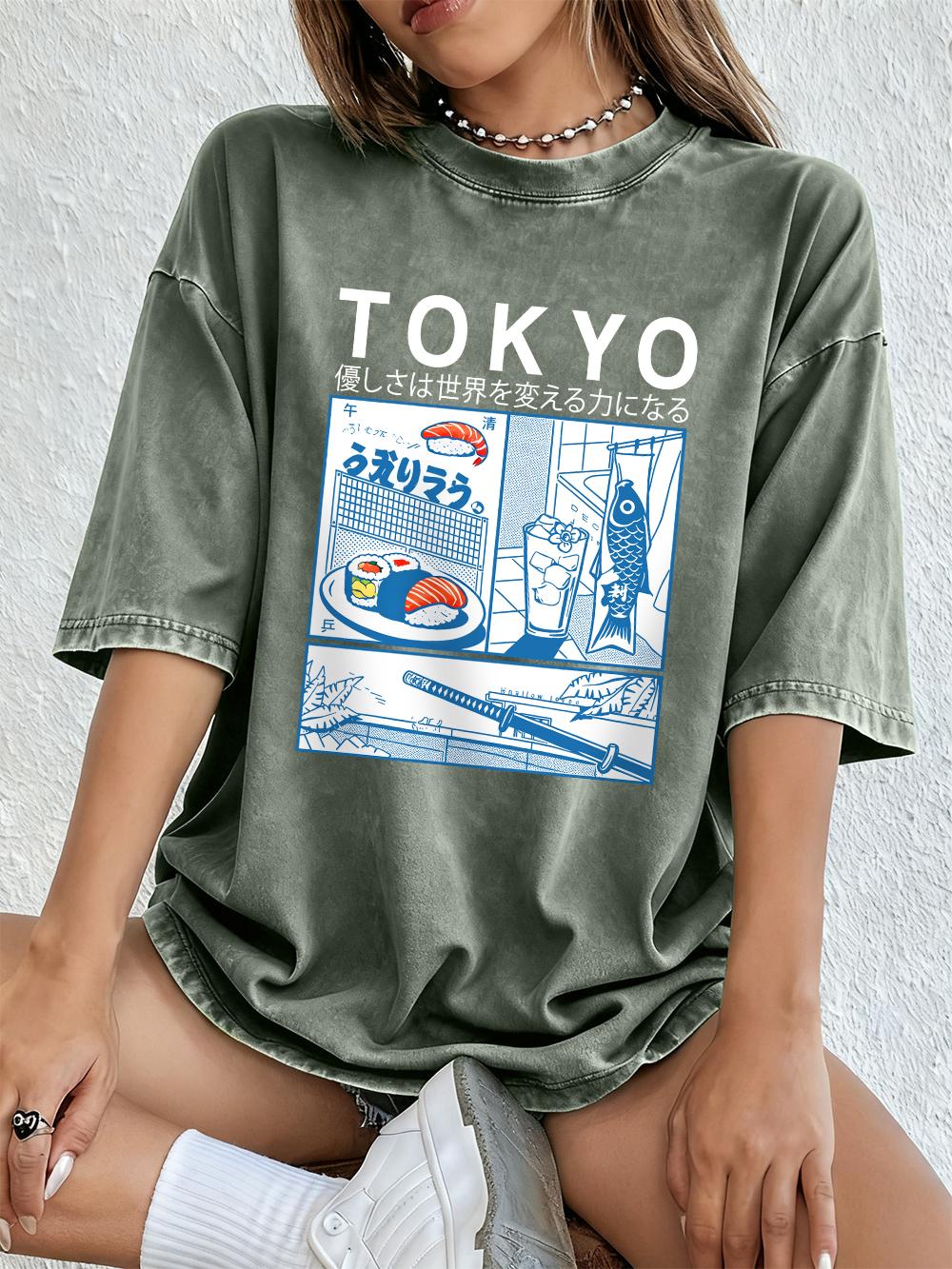 Fresh Sushi In Tokyo Printed Washed TShirts Women Cotton Oversize Tops Comfortable Distressed ONeck Streetwear Summer Clothes S
Fresh Sushi In Tokyo Printed Washed TShirts Women Cotton Oversize Tops Comfortable Distressed ONeck Streetwear Summer Clothes S