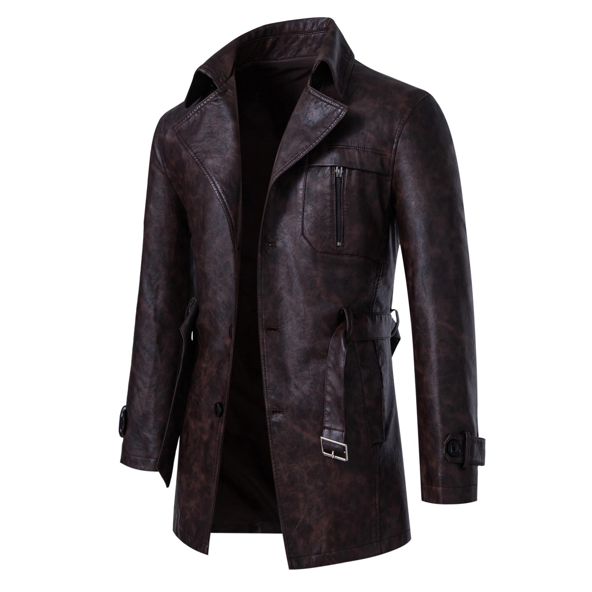 European Men s Mid-Length PU Leather Motorcycle Jacket with Lapel for Autumn/Winter M темно-коричневого кольору
European Men s Mid-Length PU Leather Motorcycle Jacket with Lapel for Autumn/Winter M темно-коричневого кольору