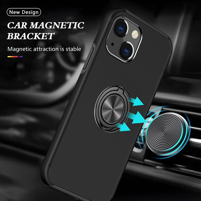 For iPhone 14 6.1 inch Hard PC+Soft TPU Dual Layer Protection Case Ring Car Mount Kickstand Protective Phone Cover Black
For iPhone 14 6.1 inch Hard PC+Soft TPU Dual Layer Protection Case Ring Car Mount Kickstand Protective Phone Cover Black