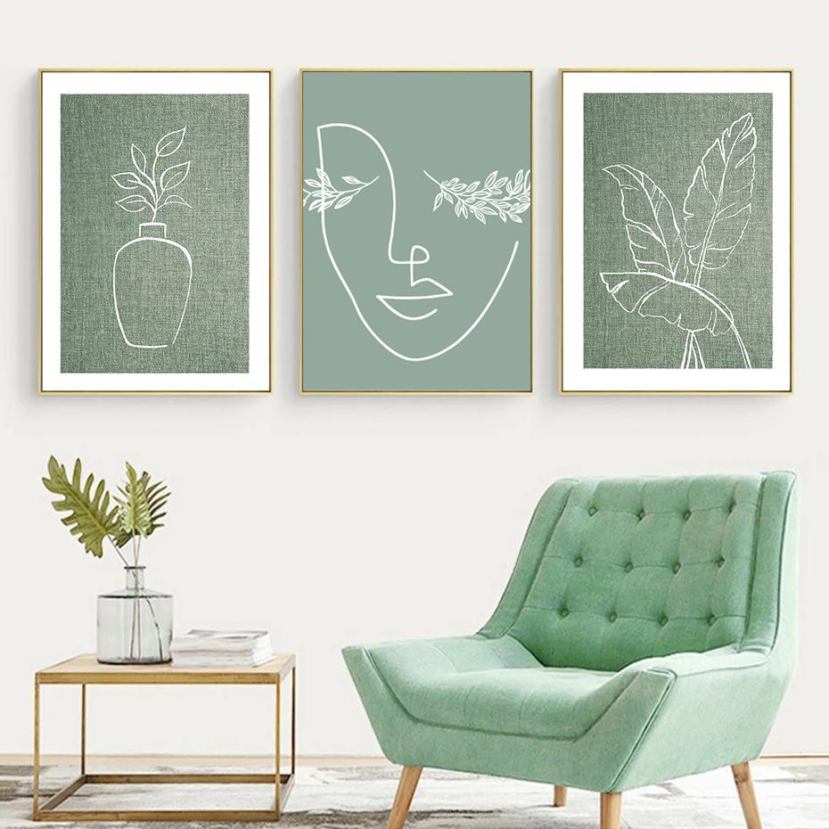 Зеленый растительный лист, холст, постер, абстрактная линия, женское лицо, картина, минималистичная картина, настенная художественная печать для гостиной, домашний декор
Зеленый растительный лист, холст, постер, абстрактная линия, женское лицо, картина, минималистичная картина, настенная художественная печать для гостиной, домашний декор