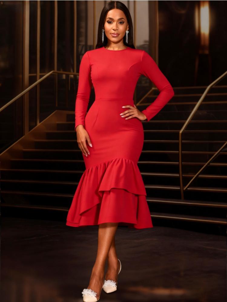 Women Elegant Church Dresses Long Sleeves Mermaid Ruffles Office Ladies Work Business Party Fashion Autumn 2025 New African XXL
Women Elegant Church Dresses Long Sleeves Mermaid Ruffles Office Ladies Work Business Party Fashion Autumn 2025 New African XXL