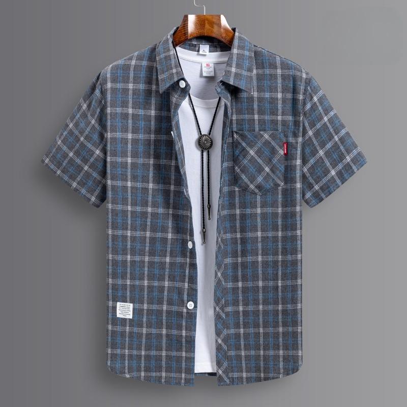 Fashion korean popular clothes summer cotton brushed plaid short sleeve shirts for man slim fit casual plain shirt trends tops 4XL
Fashion korean popular clothes summer cotton brushed plaid short sleeve shirts for man slim fit casual plain shirt trends tops 4XL