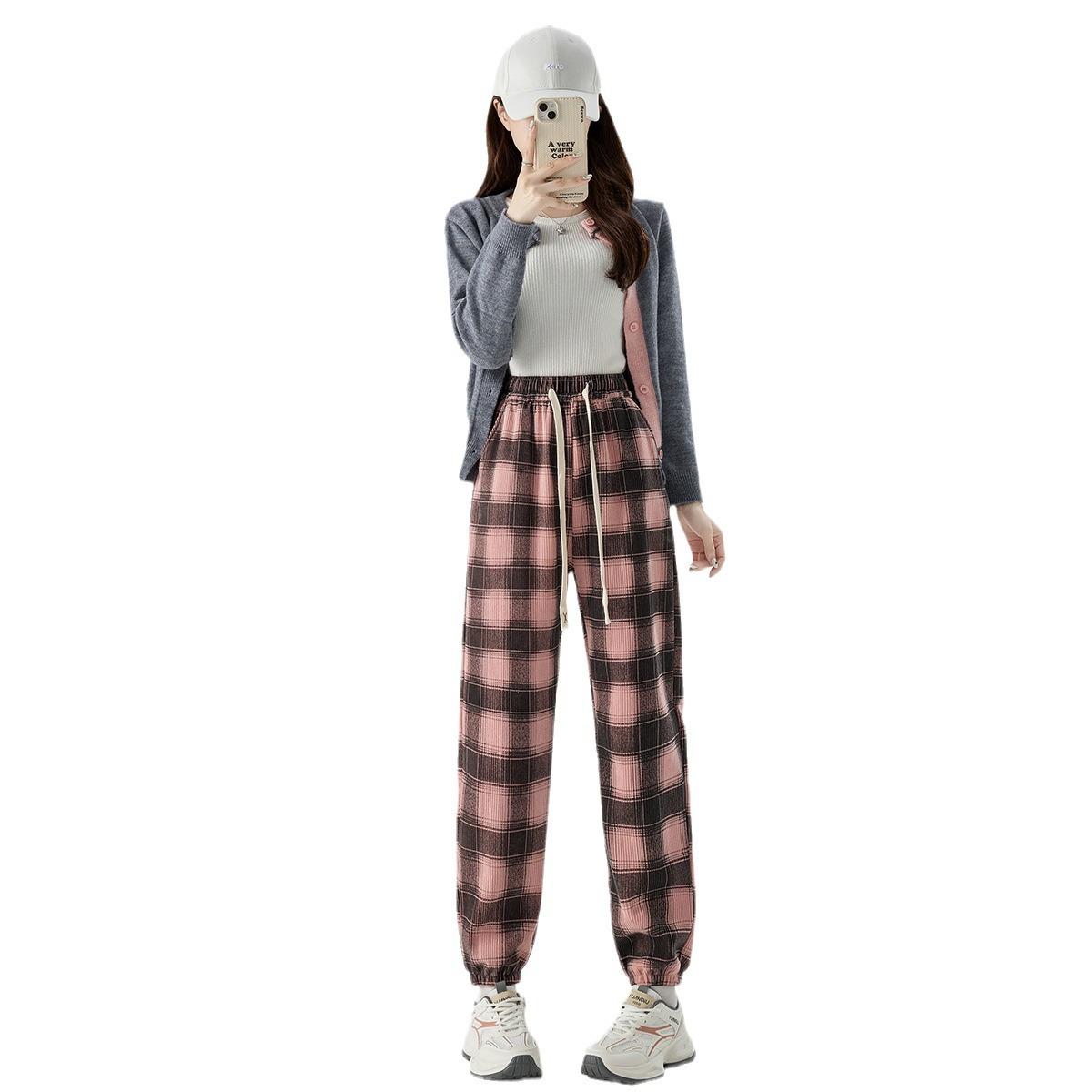 New Korean Style with Plush Velvet Thickened Autumn and Winter Loose Slim Plaid Tying Pants High Waist Harem Trousers for Women M
New Korean Style with Plush Velvet Thickened Autumn and Winter Loose Slim Plaid Tying Pants High Waist Harem Trousers for Women M