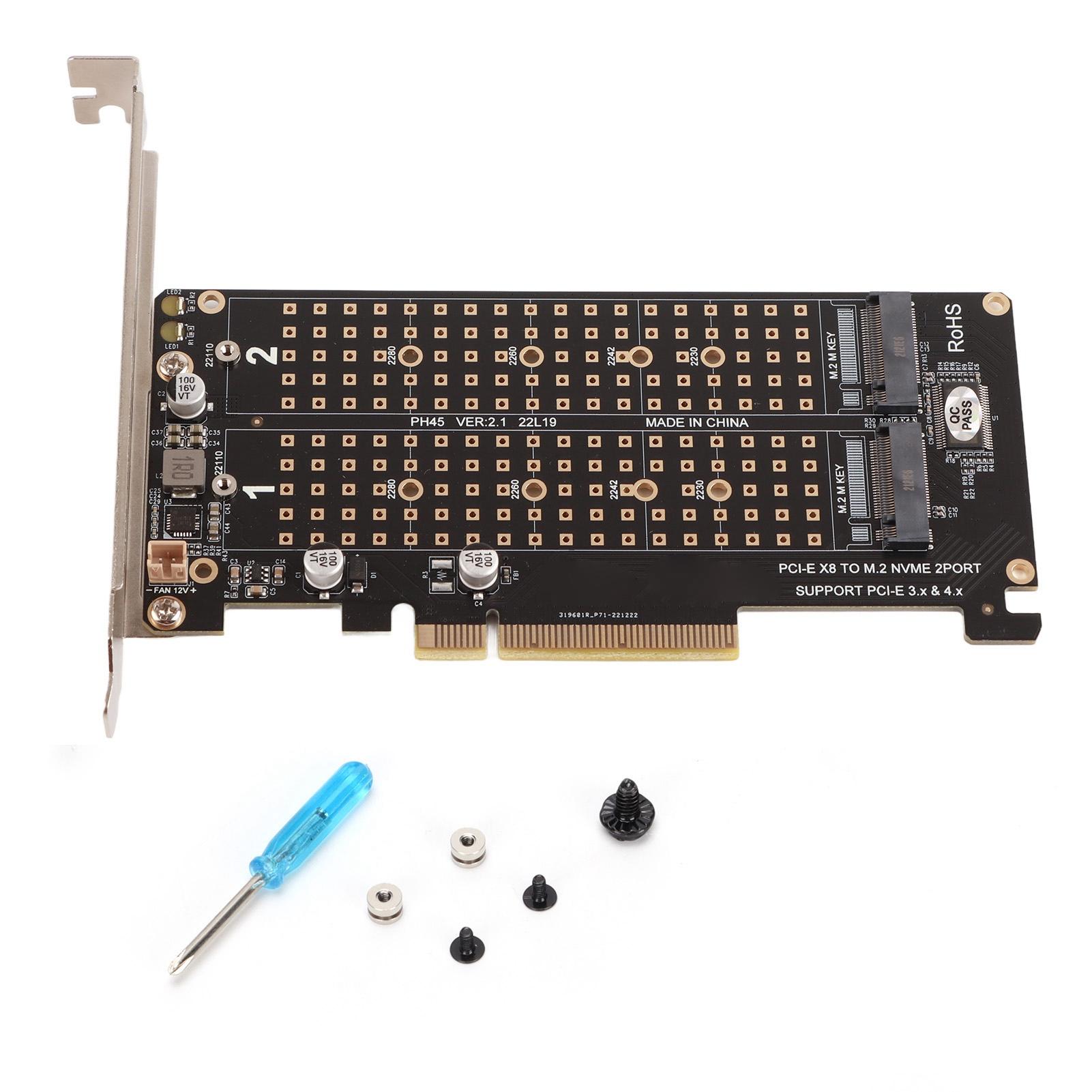 Adapter Card Dual M.2 NVMe SSD to PCIE X8 M Key Hard Drive Converter Reader Expansion CardPH45
Adapter Card Dual M.2 NVMe SSD to PCIE X8 M Key Hard Drive Converter Reader Expansion CardPH45