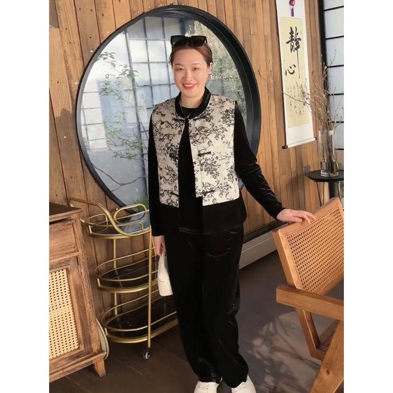 Three-Piece Suit Cover Belly Clothes Hide Meat New Chinese Style National Style Ladieswear Plus Size Women s Clothing Fashionable Spring & Fall Black XL (45.00 kg-52.50 kg recommended
Three-Piece Suit Cover Belly Clothes Hide Meat New Chinese Style National Style Ladieswear Plus Size Women s Clothing Fashionable Spring & Fall Black XL (45.00 kg-52.50 kg recommended