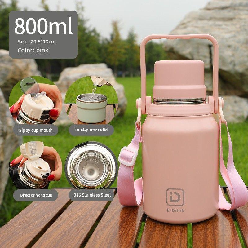 316 Stainless Steel Large-Capacity Thermos Cup for Girls, Portable Water Bottle with Straw for Students, Travel Cup Pink 800ml
316 Stainless Steel Large-Capacity Thermos Cup for Girls, Portable Water Bottle with Straw for Students, Travel Cup Pink 800ml