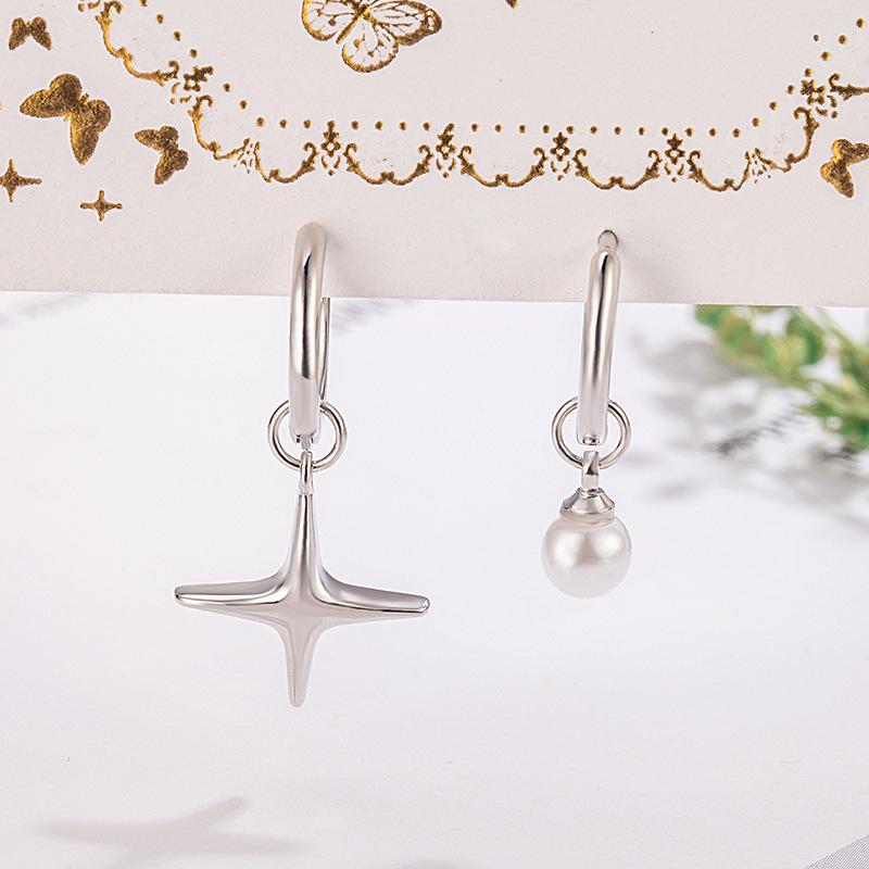 925 Sterling Silver Star Pearl Asymmetrical Earring Hoop Jewelry For Women Fashion Charms Wedding Engagement Party Gift серебряный
925 Sterling Silver Star Pearl Asymmetrical Earring Hoop Jewelry For Women Fashion Charms Wedding Engagement Party Gift серебряный