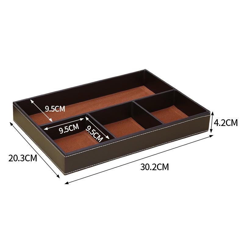 Multi functional leather desktop storage box,file tray,foyer creative storage tray,home parts PU four grid pen holder tray
Multi functional leather desktop storage box,file tray,foyer creative storage tray,home parts PU four grid pen holder tray