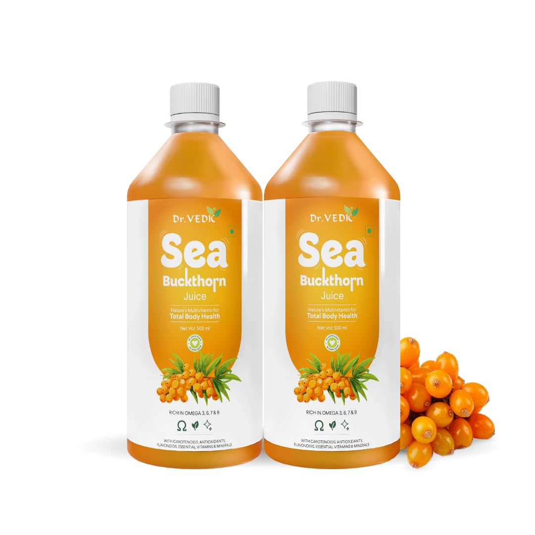 Dr Vedic Himalayan Sea Buckthorn Juice 500ml | Cold-Pressed Pulp Concentrate | Rich in Natural Vitamin C, Omega 3-6-7-9 & Antioxidants | Supports
Dr Vedic Himalayan Sea Buckthorn Juice 500ml | Cold-Pressed Pulp Concentrate | Rich in Natural Vitamin C, Omega 3-6-7-9 & Antioxidants | Supports