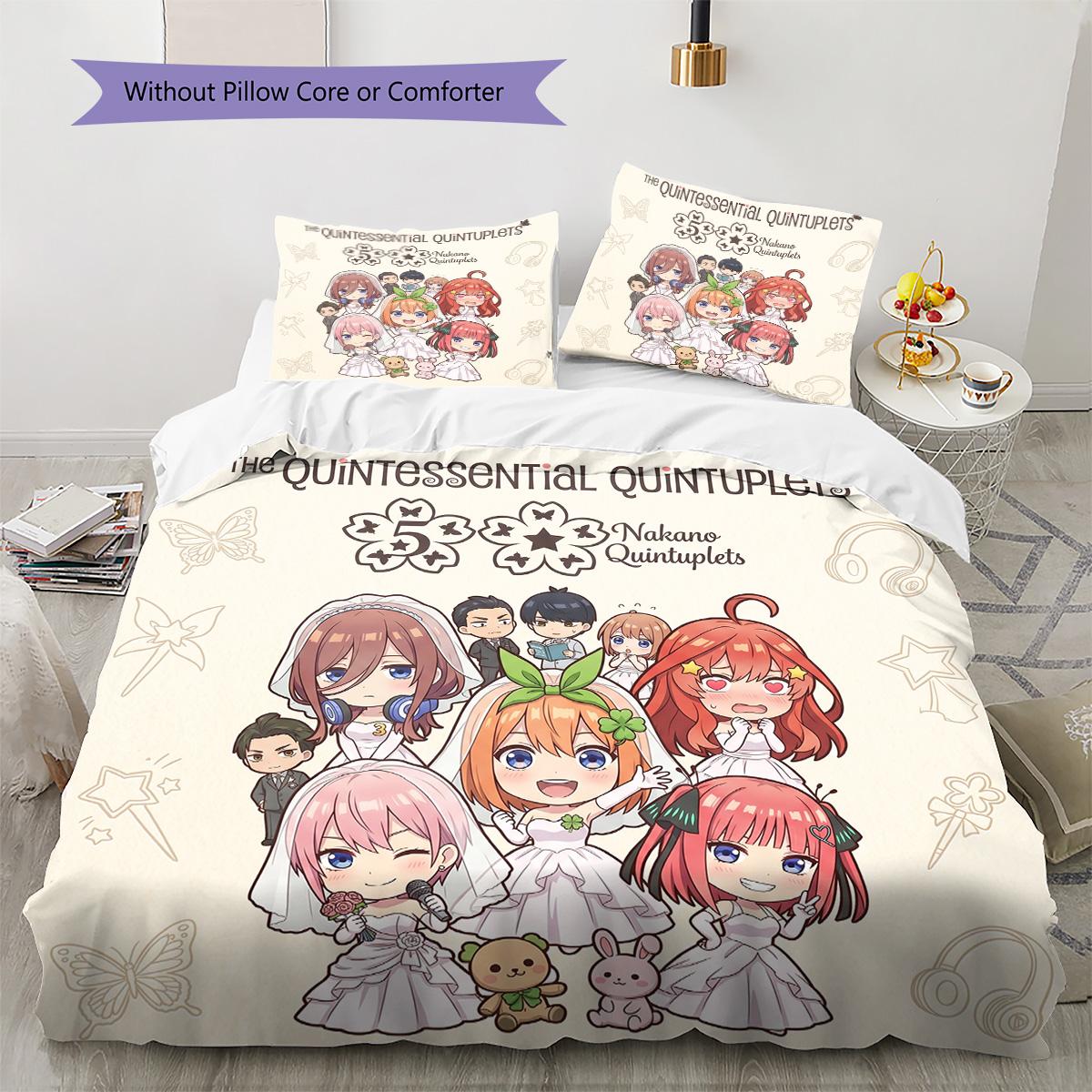 The Quintessential Quintuplets Pillowcase & Duvet Cover Set for Home Decor Birthday Gift (1 * duvet cover + 2 * pillowcase, without core) 135x200cm
The Quintessential Quintuplets Pillowcase & Duvet Cover Set for Home Decor Birthday Gift (1 * duvet cover + 2 * pillowcase, without core) 135x200cm