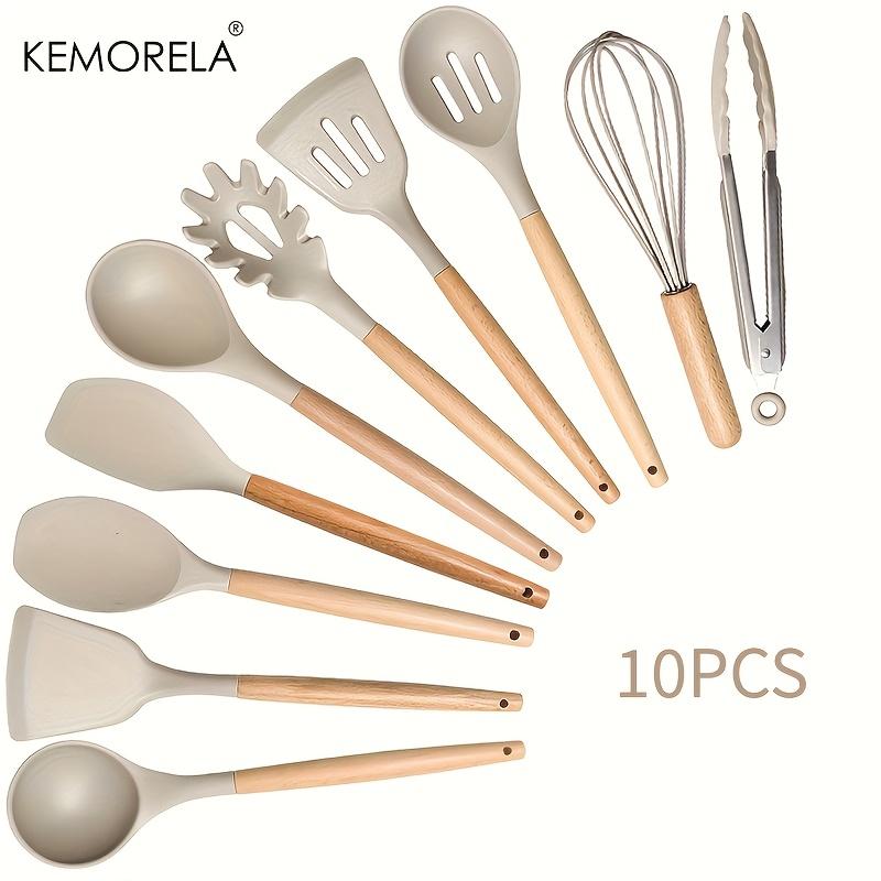KEMORELA 10PC Silicone Cooking Utensils Set Heat Resistant Non-Stick with Wooden Handle Includes Spatula Turner Spoon Tong Whisk
KEMORELA 10PC Silicone Cooking Utensils Set Heat Resistant Non-Stick with Wooden Handle Includes Spatula Turner Spoon Tong Whisk