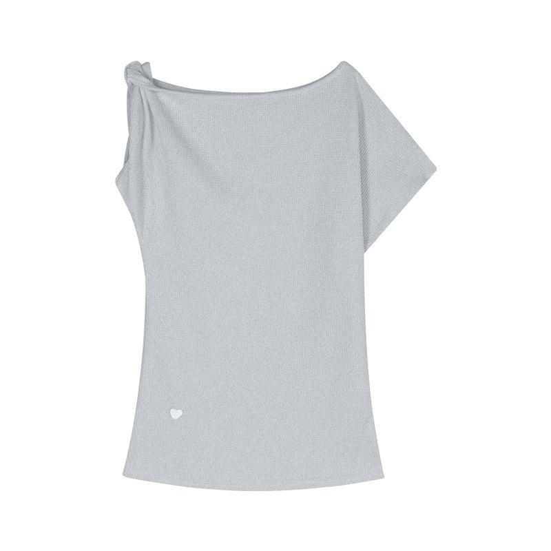 Waffle slanted shoulder short-sleeved slim-fitting T-shirt women s summer casual and thin temperament irregular versatile top trend XL сірий колір
Waffle slanted shoulder short-sleeved slim-fitting T-shirt women s summer casual and thin temperament irregular versatile top trend XL сірий колір
