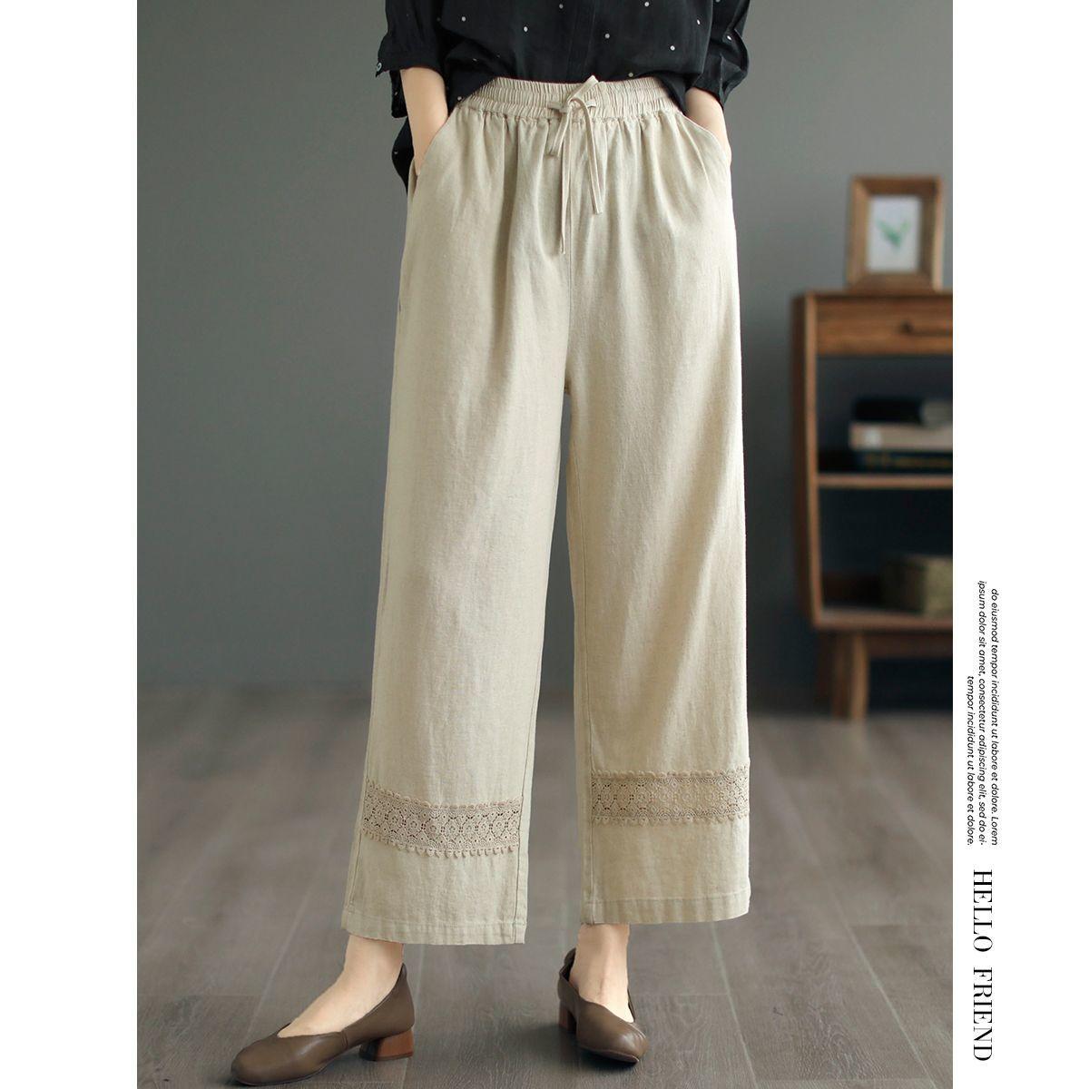 2025 Elegant Cropped Cotton Straight Trousers Women Retro Large Size Loose Lace Panels Slacks Spring Summer Casual Wide-leg Pants M чёрный
2025 Elegant Cropped Cotton Straight Trousers Women Retro Large Size Loose Lace Panels Slacks Spring Summer Casual Wide-leg Pants M чёрный