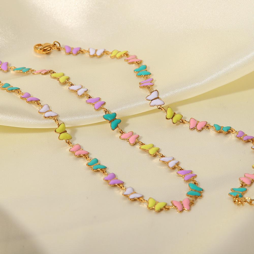 Women s Fashion 18k Gold Stainless Steel Enamel Butterfly Bracelet and Choker Necklace Set
Women s Fashion 18k Gold Stainless Steel Enamel Butterfly Bracelet and Choker Necklace Set