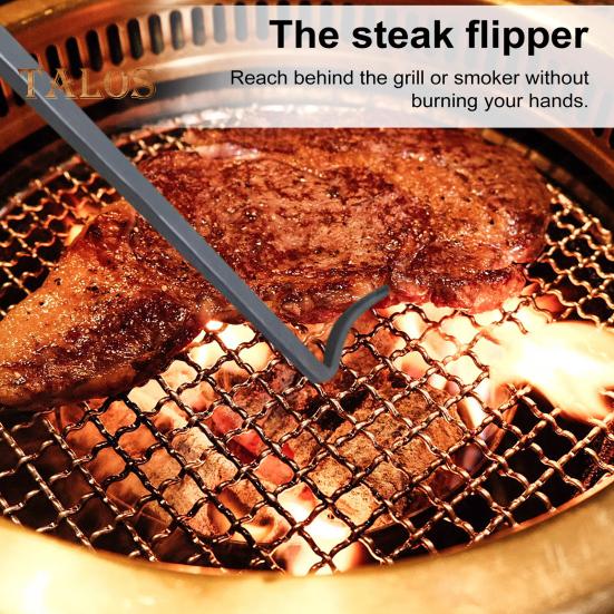 Металлический переворачиватель для еды BBQ Food Flipper Pigtail Food Flipper для переворачивания ребрышек, курицы, хот-догов, стейков, переворачиватель, крючок с надежным железным кольцом, многофункциональный инструмент для гриля 1pc
Металлический переворачиватель для еды BBQ Food Flipper Pigtail Food Flipper для переворачивания ребрышек, курицы, хот-догов, стейков, переворачиватель, крючок с надежным железным кольцом, многофункциональный инструмент для гриля 1pc