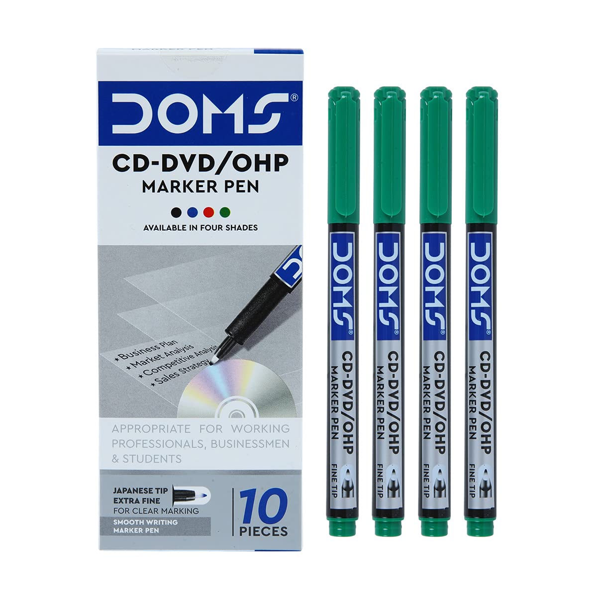 Doms Non Toxic CD DVD OHP Marker Pens Green Pack Of 1 20pcs For Office School Multi Surface Writing Labelling Smooth Ink
Doms Non Toxic CD DVD OHP Marker Pens Green Pack Of 1 20pcs For Office School Multi Surface Writing Labelling Smooth Ink
