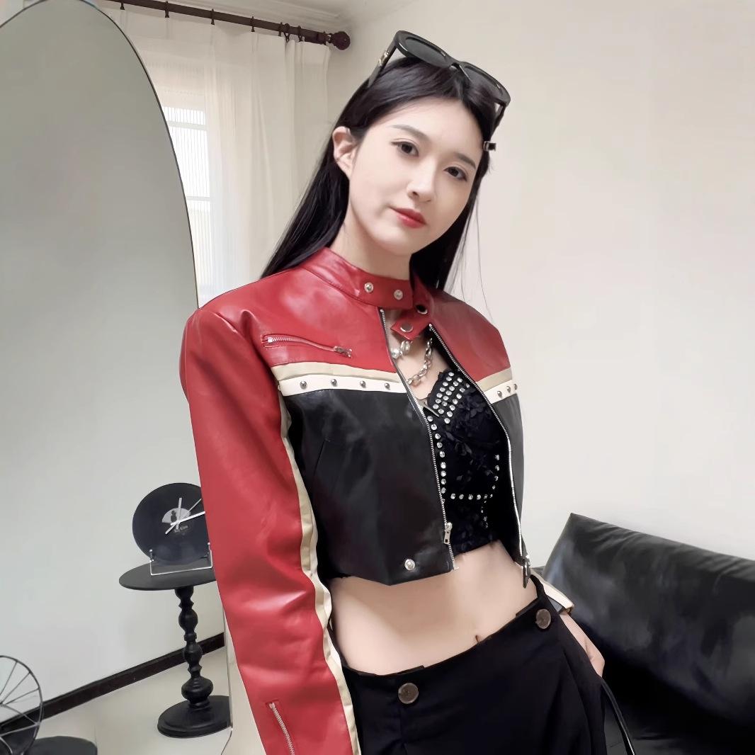 2026 Women’s Cropped Color Block PU Leather Jacket with Custom Patchwork and Stand Collar - Hot Girl Style XL (130-140 jin)
2026 Women’s Cropped Color Block PU Leather Jacket with Custom Patchwork and Stand Collar - Hot Girl Style XL (130-140 jin)