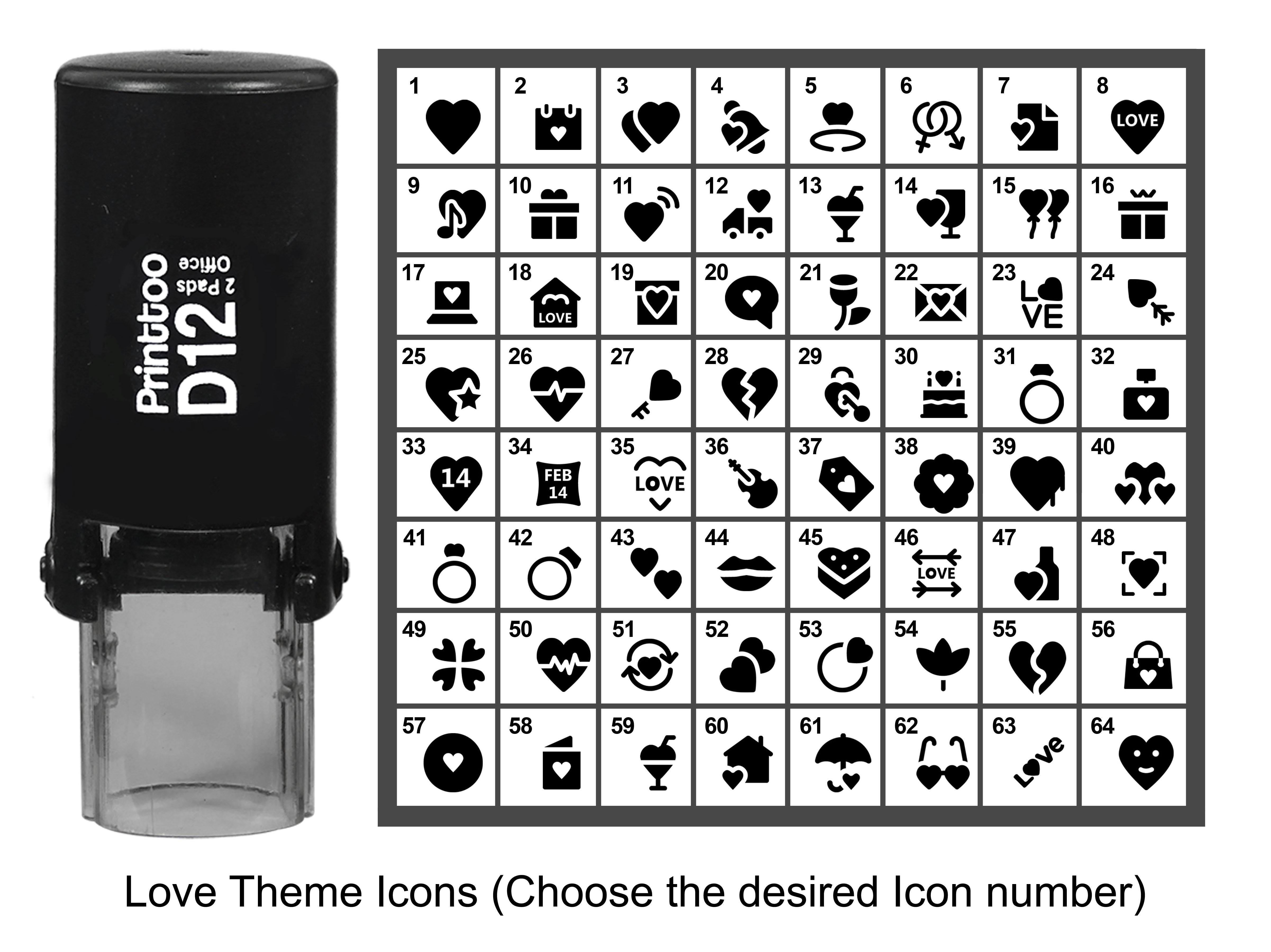Printtoo Love Theme Icons Круглый резиновый штамп Самоклеящийся штамп 12 мм Approx 10 mm - 12 mm (Impressions-55) чёрный
Printtoo Love Theme Icons Круглый резиновый штамп Самоклеящийся штамп 12 мм Approx 10 mm - 12 mm (Impressions-55) чёрный