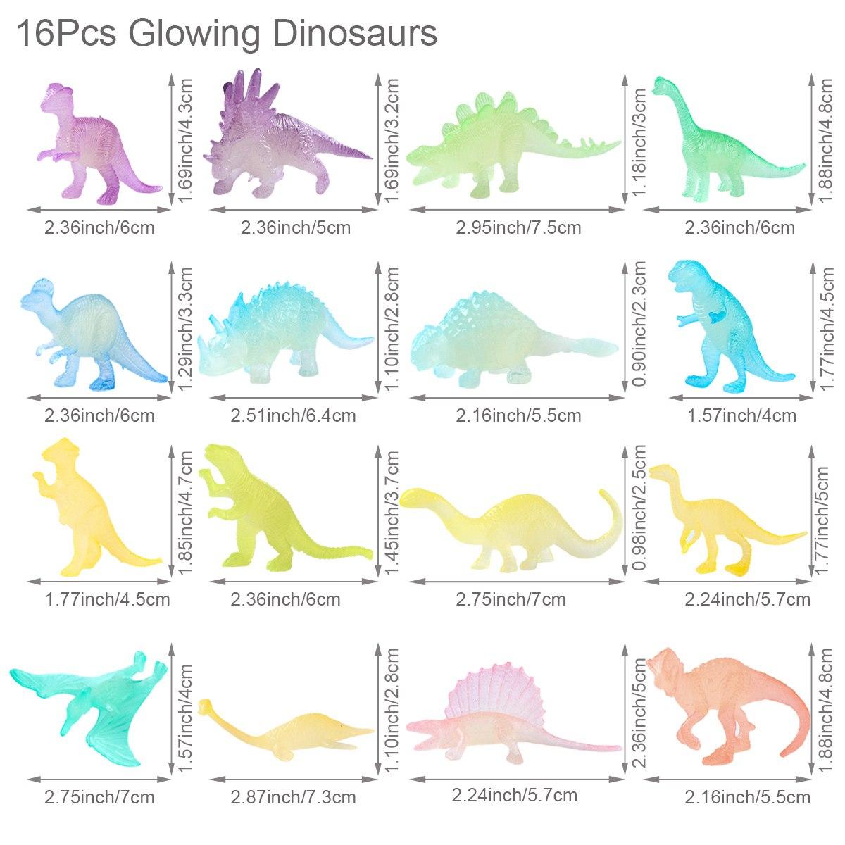 16 шт./пакет Мини светящиеся динозавры светятся в темноте игрушки динозавры угощение для детей день рождения сувениры подарки для мальчиков и девочек