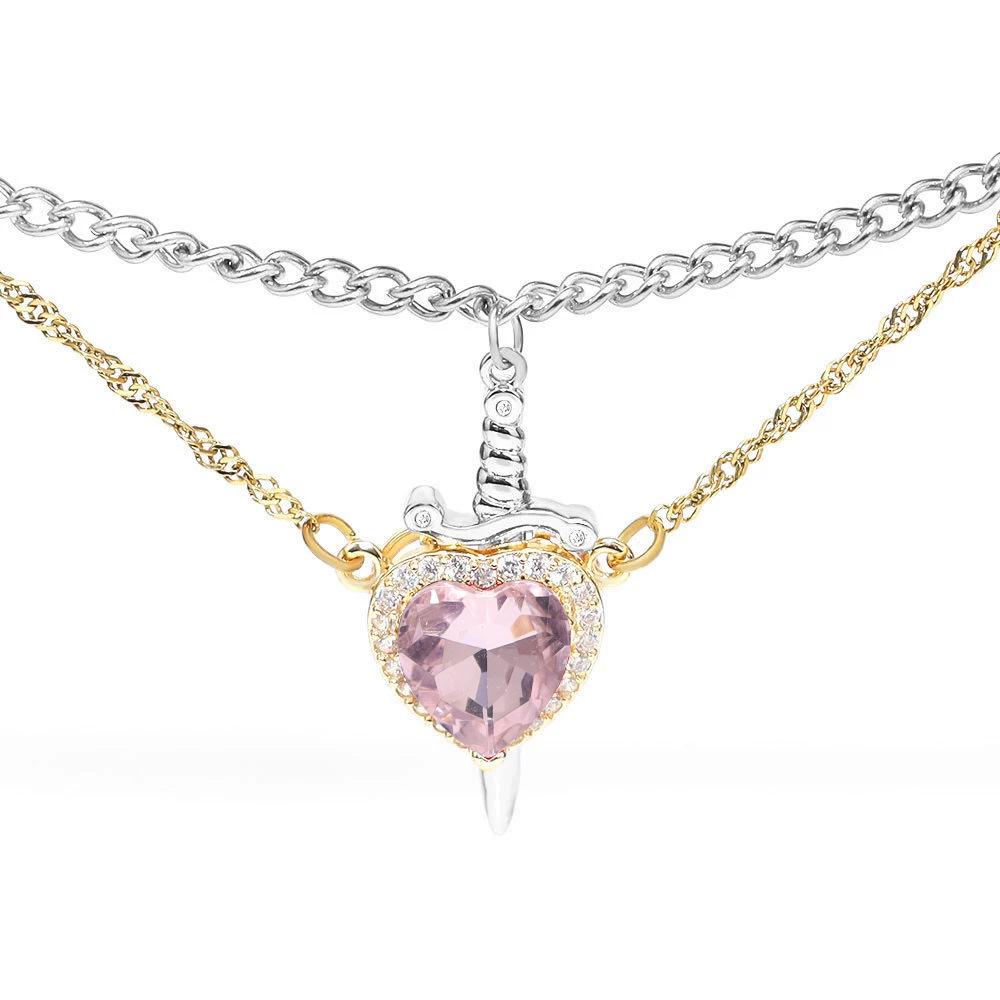 European & American Rhinestone Zirconia Layered Heart Dagger Necklace
European & American Rhinestone Zirconia Layered Heart Dagger Necklace