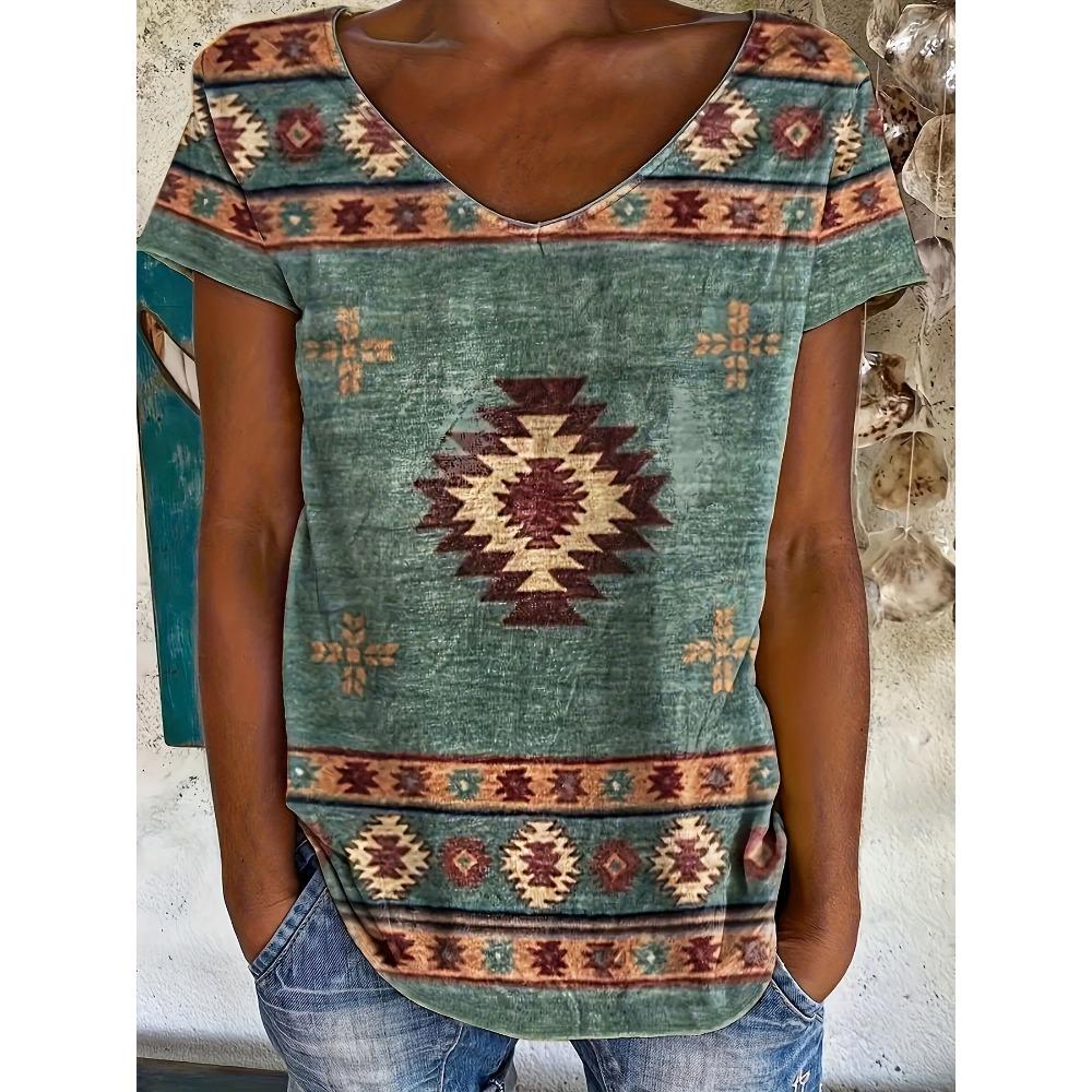 Women S Vintage Western Style Printed Short-Sleeve T-Shirt, Casual V-Neck Top for Ladies S
Women S Vintage Western Style Printed Short-Sleeve T-Shirt, Casual V-Neck Top for Ladies S