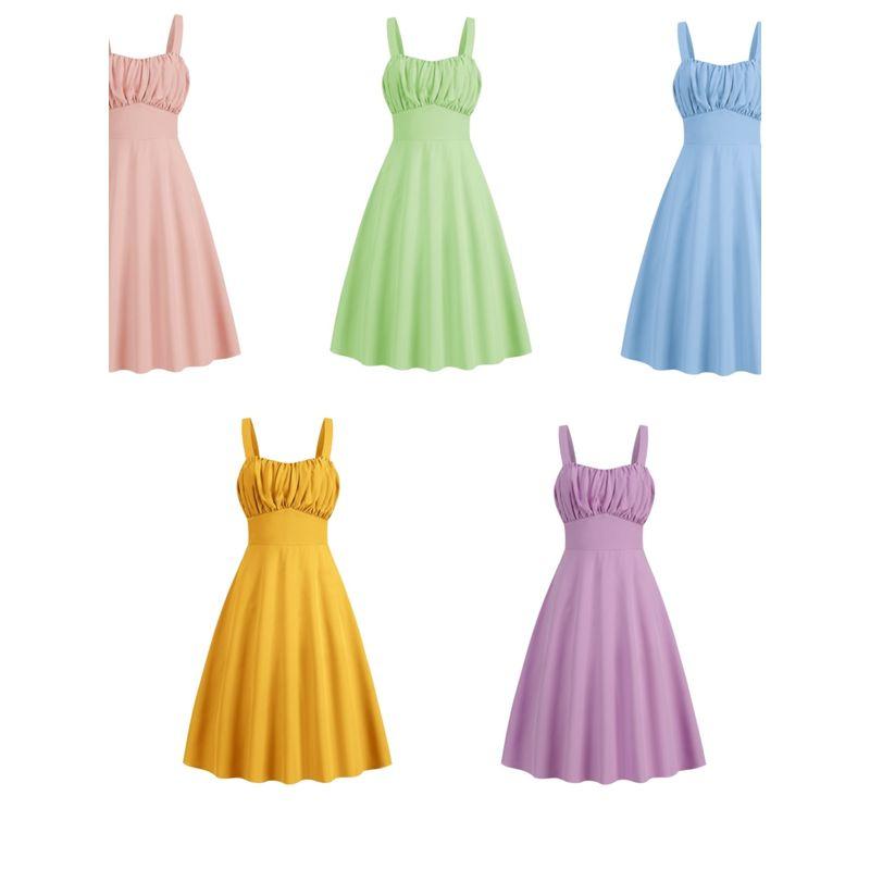 Amazon Fashion Стиль Осень и Зима Горячая Распродажа Новое Платье на Бретелях Однотонное Юбка А-силуэта Холтер с Подтяжками Два Способа Носки Ginger yellow L
