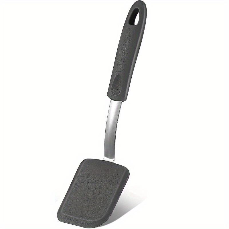 Синяя силиконовая лопатка с эргономичной ручкой. Гибкая, термостойкая, не царапающая кухонная утварь для приготовления пищи, выпечки и переворачивания яиц, блинов. серый