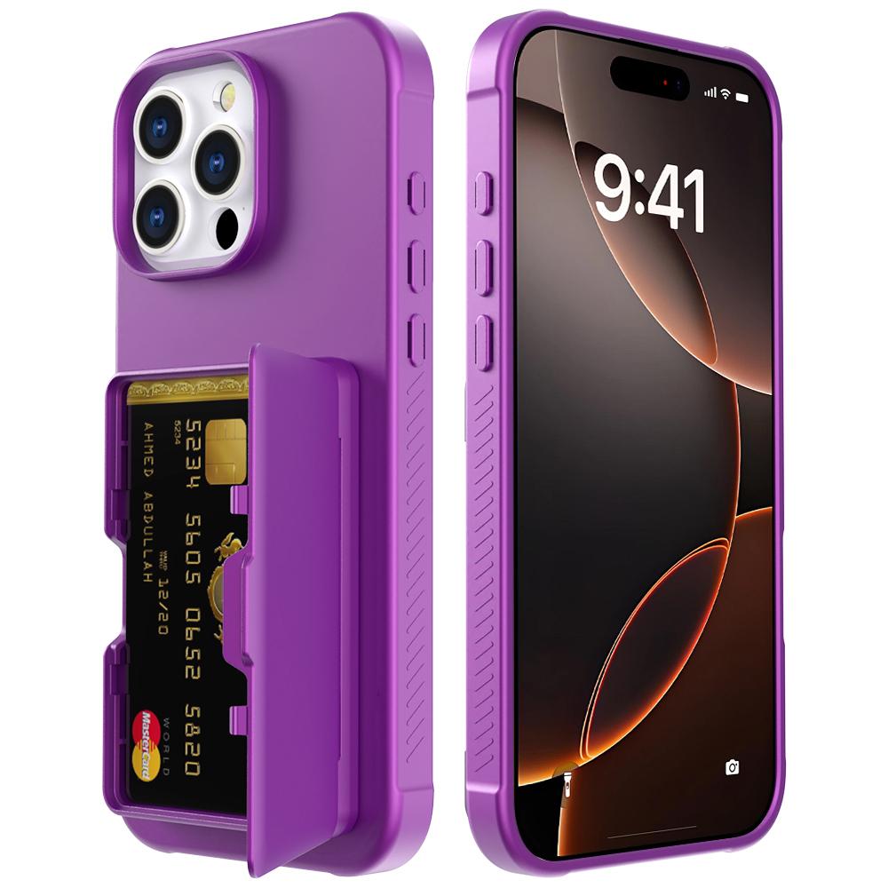For iPhone 16 Pro Case with Card Holder/Mirror/Kickstand TPU+PC Phone Back Cover Dark Purple
For iPhone 16 Pro Case with Card Holder/Mirror/Kickstand TPU+PC Phone Back Cover Dark Purple