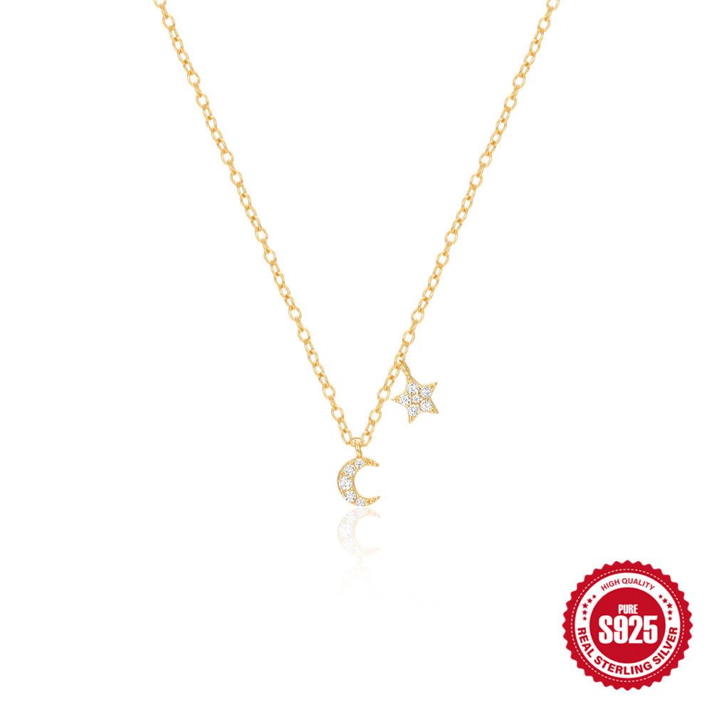 Fashion Simple S925 Sterling Silver Star/Crescent Double Element Versatile Hipster Ladies Clavicle Necklace 925 silver золотий
Fashion Simple S925 Sterling Silver Star/Crescent Double Element Versatile Hipster Ladies Clavicle Necklace 925 silver золотий