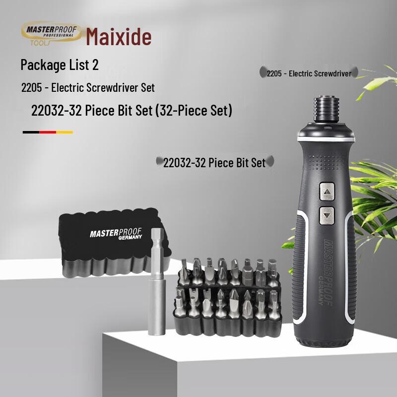 MASTERPROOF 3.6V Cordless Electric Screwdriver Set CN plug (adapter included)
MASTERPROOF 3.6V Cordless Electric Screwdriver Set CN plug (adapter included)