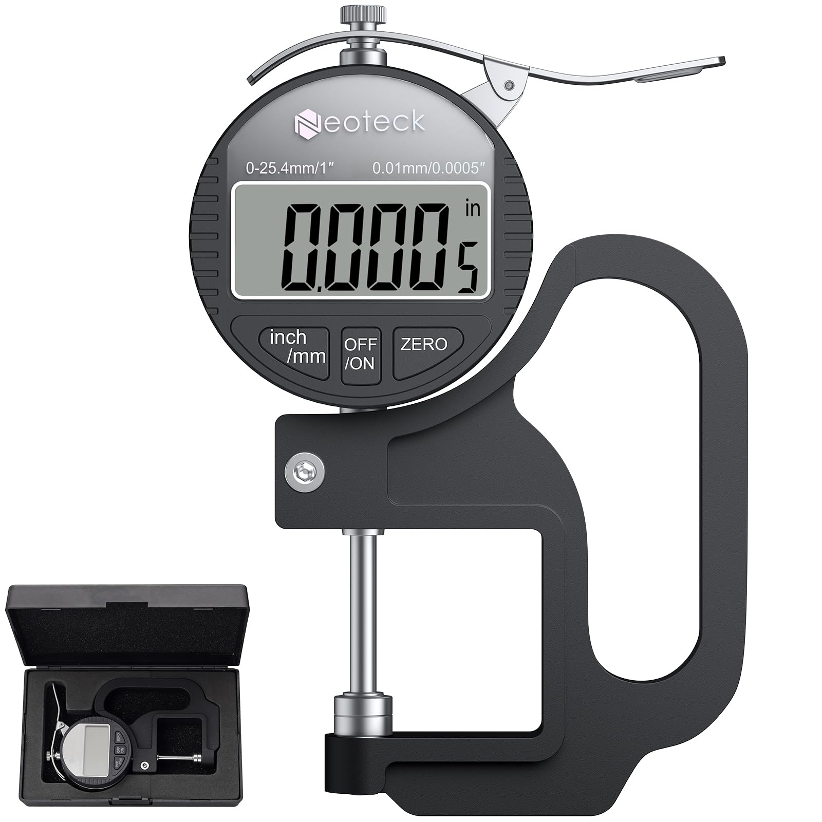 Neoteck Digital Thickness Aluminum Alloy Measurement Large LCD Thickness Gauge Gauge, Construction, 0.01mm Accuracy, 0-25.4mm Range, Display,
Neoteck Digital Thickness Aluminum Alloy Measurement Large LCD Thickness Gauge Gauge, Construction, 0.01mm Accuracy, 0-25.4mm Range, Display,