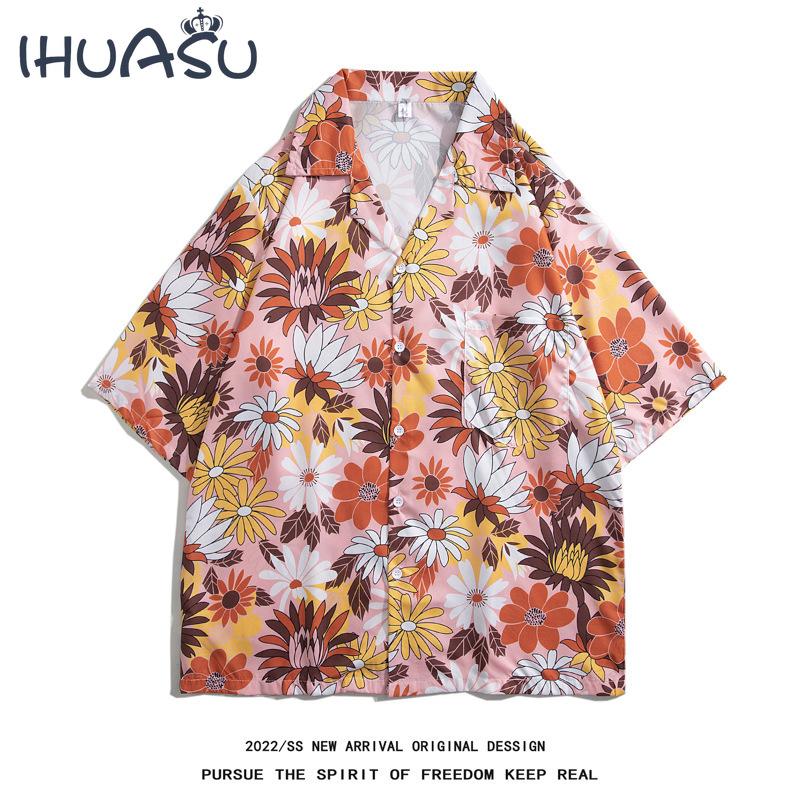 Новая гавайская цветочная рубашка мужская рубашка с короткими рукавами для летнего пляжного отдыха с принтом 
Новая гавайская цветочная рубашка мужская рубашка с короткими рукавами для летнего пляжного отдыха с принтом