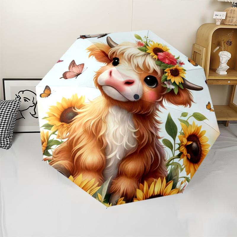 Cute Highland Cow Sunflower Umbrella, Foldable UV Protection Sun & Rain Umbrella, Kawaii Animal Print Parasol
Cute Highland Cow Sunflower Umbrella, Foldable UV Protection Sun & Rain Umbrella, Kawaii Animal Print Parasol